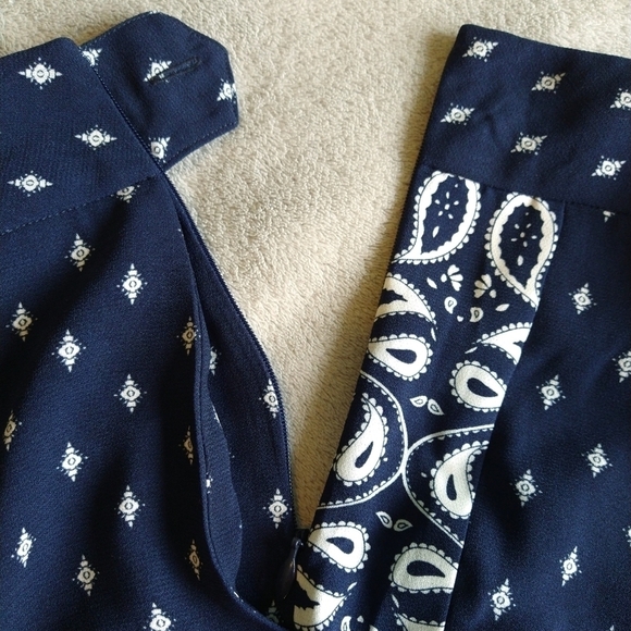 Cabi 5176 Blue Track Star Trouser Wide Leg Pants Lightweight Pockets Mixed Print - Picture 10 of 11